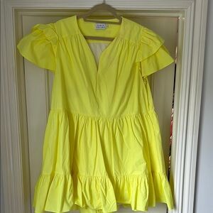 Tanya Taylor Lemon Puff Sleeve Dress